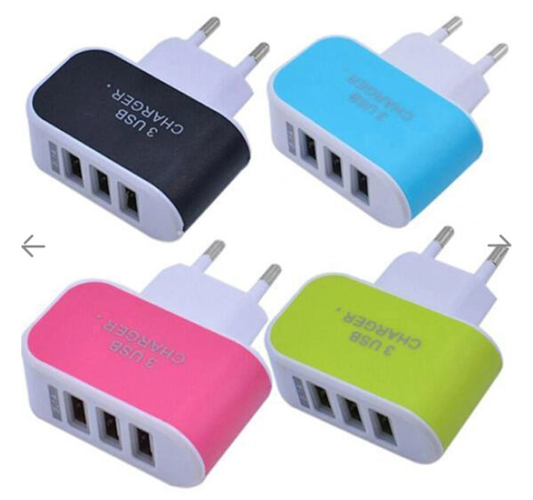Triple USB 3 Port Wall AC Adapter Charger for Mobile Phone (1Pc Only) - Image 2