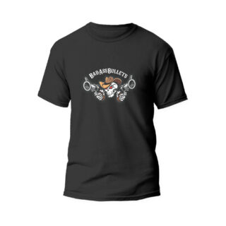 black round neck tshirt pistol skull