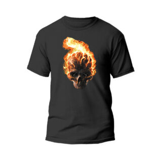 black round neck tshirt fire skull